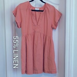 Universal Threads™ SzM Light Coral V-neck Linen Blend Mini Dress w Pockets NWOT